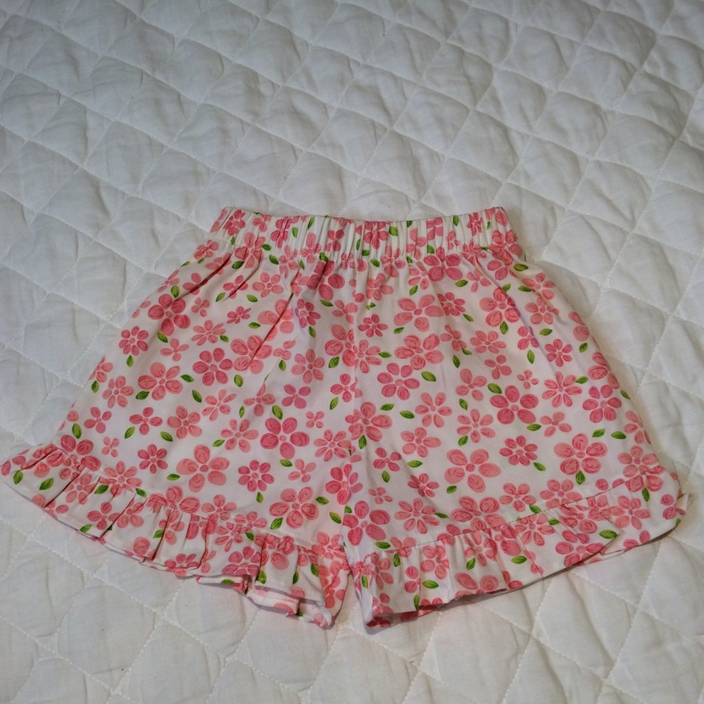 Pink & Green flowered print shorts